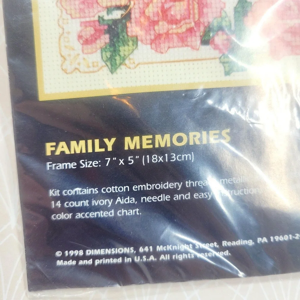 Vintage Dimensions Cross Stitch Kit 7x5 Family Memories are Held In Our Hearts